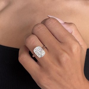 High Quality 5Ct <b>Cushion</b> Cut Moissanite Solitaire <b>Ring</b> For Unisex 925 Silver Anniversary Birthdays Wishes Gift Jewelry - Product Image 1