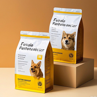 Sac à fond plat en aluminium personnalisé avec fermeture éclair pour aliments secs extrudés pour chiens et chats