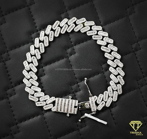 Pulsera de Lujo con Doble Hilera de Eslabones en Forma de Espina de Pescado, con Moissanita y Piedras de Color D VVS, Totalmente Cubierta de Diamantes, Joyería de Alta Gama - Product Image 1
