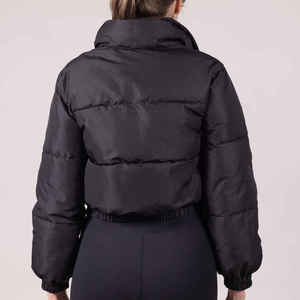 OEM Women's Quilted Winter Jacket Warm Quick-Dry Waterproof Crop Top Puffer Bomber Style Nylon Zipper Bubble Coats for Ladies - Product Image 6