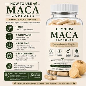 Cápsulas de Maca Premium OEM 500mg, Suplemento Natural de Extracto de Raíz de Maca para Energía, Resistencia, Vitalidad y Apoyo al Bienestar Diario - Product Image 2