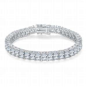 Pulsera de tenis para mujer, plata 925, diamantes redondos de talla brillante, engaste en canal, estilo clásico, uso diario - Product Image 2