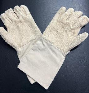 Guante de algodón terry resistente al calor con puño largo de lona, guantes de tela terry de 5 dedos, manopla de seguridad industrial de terry con lazo de terry - Product Image 1