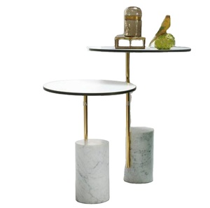 TABLE latérale ZIGZAG noire en acier inoxydable, 2 pièces - Product Image 1