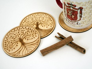 Premium <b>Tree</b> Design Engraved Coaster Ideal For Resin Cafe <b>Tabletop</b> Drink Protection And Natural Home Styling From India - Product Image 3