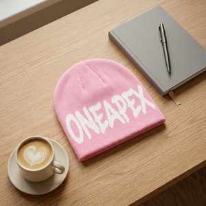 ONEAPEX SPORTS WEAR Custom <b>Navy</b> Red Knit Beanie <b>Hat</b> Embroidered Logo Waterproof 100% Acrylic Warm Winter Cuffed Streetwear - Product Image 5