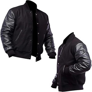 2025 Black Artificial Leather Thin Customizable Vintage College <b>Mens</b> Casual Baseball Varsity Jacket Stand Front Winter Wear - Product Image 1