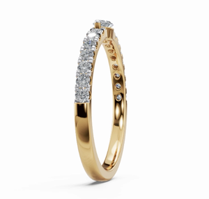 แหวนทองประดับเพชรธรรมชาติ ดีไซน์หรูหรา ทอง 9K 14K 18K สีเหลือง สีโรสโกลด์ สีขาว เครื่องประดับเพชรระยิบระยับ แหวนวงเรียบสำหรับใส่ซ้อนกัน ของขวัญวันครบรอบ - Product Image 2