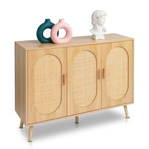 Moderno armadietto per scarpe in Rattan a 3 porte con ripiani regolabili accento mobili per soggiorno camera da letto o corridoio - Product Image 4