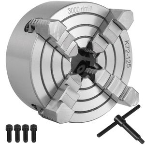 Mandrino per tornio K72-125 da 5 pollici a 4 griffe in ghisa con griffe indipendenti reversibili in metallo, intervallo interno 0,276 - 2,244 - Product Image 4