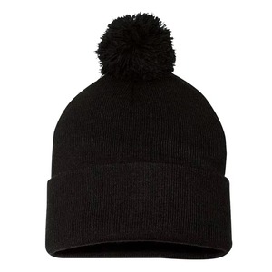 Bonnet unisexe en tricot écologique coupe-vent avec pompon en fausse fourrure à carreaux pour l'hiver et la plage - Product Image 1
