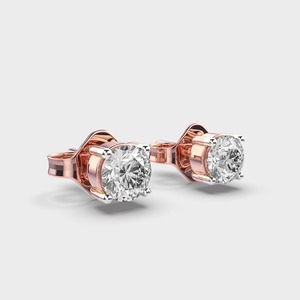 IGI Certified Lab Grown Round Brilliant Diamond Stud <b>Earrings</b> 14K Yellow / White / Rose Gold Solitaire Diamond <b>Earrings</b> - Product Image 3