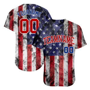Camiseta de Béisbol con Diseño Personalizado, Sublimación, Estampado de Bandera Americana, Ropa Deportiva de Poliéster, Camisetas de Béisbol con Cuello en V para Equipo - Product Image 1