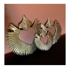 Gold Plated Metal Sacred Heart <b>Mirror</b> Decorative Sunburst Mirrored Wall <b>Hanging</b> Ornament for Easter Decor - Product Image 2