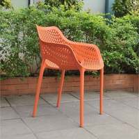 Fauteuil de jardin portable moulé en forme de bateau, orange, haut de gamme, durable, moderne, imperméable, écologique, empilable et confortable