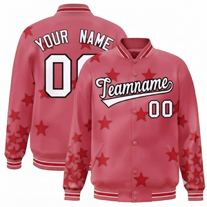 Chaqueta Varsity Rosa de Moda Personalizada, Cortavientos, para Equipos, Venta al por Mayor, con Exterior de Poliéster/Algodón/Lana/Poliéster, Estilo Moderno - Product Image 1