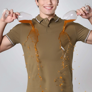100% Algodón Ultra Transpirable Repelente al Agua para Camisetas Polo de Manga Corta con Patrón Sólido, Características Técnicas Innovadoras, Tejido de Punto - Product Image 3