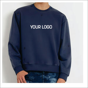 เสื้อสเวตเชิ้ตผู้ชายผ้าฟลีซลายปักฤดูหนาว พร้อมปักโลโก้ตามสั่ง ผลิตตามแบบที่ต้องการ ผ้าฝ้าย 100% คอกลมทรงโอเวอร์ไซส์ - Product Image 1
