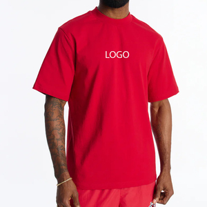 T-shirt à manches courtes pour homme rouge, 100% coton jersey, col rond, coupe classique, logo sur le devant, style décontracté, couleur unie - Product Image 1