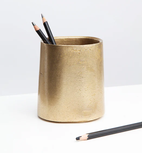 Porte-stylo en laiton poli brillant pour bureau et école, avec finition dorée à chaud, et support de rangement de bureau multifonctionnel - Product Image 6