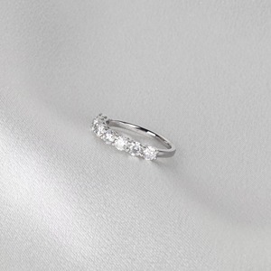 Dazzling Round Lab Diamond Band Half Eternity Wedding <b>Ring</b> 14K White <b>Gold</b> Stackable Bridal <b>Set</b> Engagement Band for Women - Product Image 4