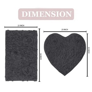 100% Handwoven Cotton Jacquard Shaggy Bathroom <b>Mat</b> Non-Slip Antimicrobial Luxury Cut Pile PET Friendly Reversible Home Hotel - Product Image 3