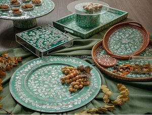 Plateau de service incrusté de perles, pour le Ramadan, avec couverture en acrylique, joli design en mosaïque, plateau au chocolat - Product Image 6