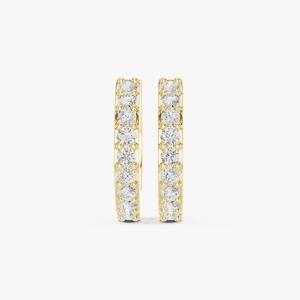 Pendientes de Aro Huggie de Oro Amarillo de 9K con Diamante Redondo Cultivado en Laboratorio de 0.324CT, Una Sola Hilera, Joyería OEM al por Mayor - Product Image 1