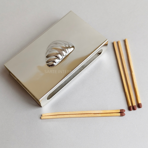 Silver Plated Brass <b>Matchbox</b> Holder Shell Design for Fireplace Matchsticks Table Decor Luxury Gift Retailers Wholesale Buyers - Product Image 1