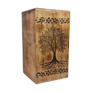 โกศเผาไม้แกะสลักสำหรับมนุษย์ขี้เถ้าไม้มะม่วงขนาดใหญ่กล่องใส่โกศทรงสี่เหลี่ยม - Product Image 4