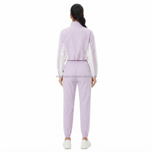 Women's <b>Nylon</b> Windbreaker Track Suit Custom Logo Wholesale OEM Sportswear Zip Jacket <b>Jogger</b> Pants Running Training Private Label - Product Image 2
