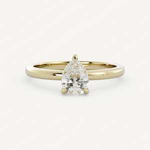 Pear Cut Lab Grown Diamond Engagement Ring Modern Solitaire Prong Set 1.7mm Luxury Everyday Jewelry 10k 14k Solid Gold Wholesale - Product Image 5