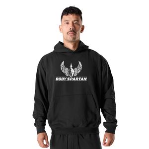 Men's Black Pullover Hoodie Heavyweight Fleece Sweatshirt Long Sleeve Casual <b>Athletic</b> Gym Training Activewear Streetwear - Product Image 1