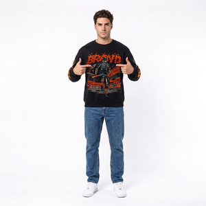 Sweat-shirt unisexe à col ras du cou, coupe courte, imprimé graphique personnalisé, 100 % coton épais, épaules tombantes, manches longues - Product Image 6
