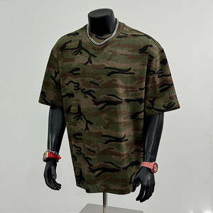 เสื้อยืดลายพรางสีเขียวสำหรับผู้ชาย ผ้าคอตตอนผสม คอกลม สไตล์ลำลอง สตรีทแวร์ ทรงปกติ รับผลิตแบบสั่งทำพิเศษ - Product Image 1