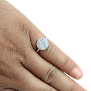 Round Cut Natural Blue Lace Agate Gemstone <b>Ring</b> Crafted From 925 Sterling Silver Unique Cocktail <b>Boho</b> <b>Ring</b> At Wholesale Price - Product Image 5