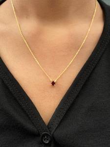 Garnet Pendant January Birthstone Pendant Bridesmaid Gift 925 Sterling <b>Silver</b> 14K Gold Plated <b>Women</b> Pendant Jewelry - Product Image 5