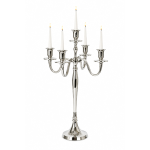 Modern <b>Silver</b> Metal Candelabra Wedding Table Centerpiece Luxury Polished Aluminum <b>Candlestick</b> Holder For Home Party Event Decor - Product Image 1