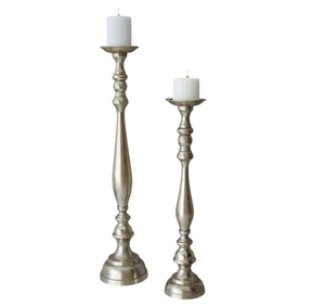 Aluminium <b>Candle</b> Pillars Holder for Home Decor Silver Color Decorative Casted <b>Candle</b> Stand <b>Large</b> S/2 Handmade Customized - Product Image 3