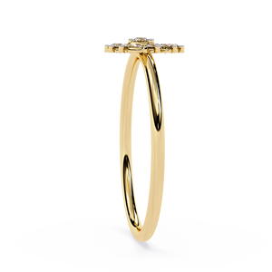 Bagues de luxe en or pur 18 carats, motif floral, diamant naturel rond brillant de 0,17 carat pour bagues de fiançailles pour femmes - Product Image 3