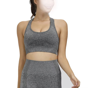 Women's Custom Colors Scoop Neck <b>Mesh</b> Sports Bra Medium Support Breathable Yoga Workout <b>Top</b> Seamless Solid Style - Product Image 5
