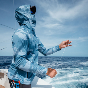Camisas de pesca con capucha y manga larga, ropa de camuflaje para pesca, camisa anti-UV UPF 50+, de secado rápido, para hombre, sudadera verde para pesca - Product Image 3