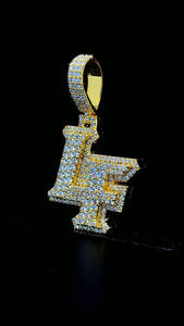 Personalizado doble LF inicial D Color VVS Moissanite Hip Hop colgante collar 925 Plata con chapado en oro helado diamante colgante - Product Image 3