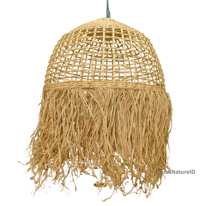 โคมไฟหวายสานทรงระฆัง  ฝาครอบโคมไฟหญ้าธรรมชาติ  สำหรับตกแต่งบ้าน - Product Image 2
