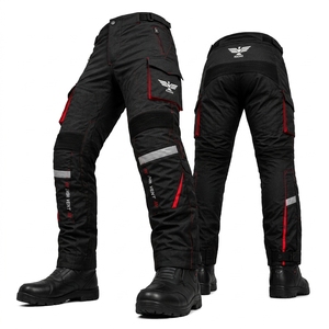 Unisex <b>Black</b> Motorcycle Racing Pants with Red Accents Breathable Design Polyester/Nylon Fabric Air <b>Vent</b> for All Seasons Wear - Product Image 3