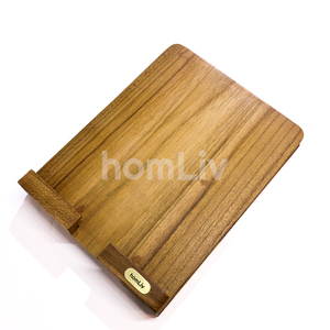 Handmade <b>Tablet</b> PC Stand Foldable Desktop <b>Holder</b> Natural Teak Wood Beige Name Sign Display Stand for Kitchen Counter Desk - Product Image 1