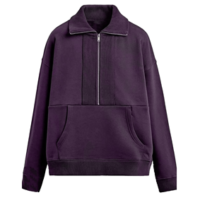 Oversized Half Zip Knitted Cotton Sweatshirt <b>Men</b> Solid Color Casual Autumn Regular Sleeve Stand Collar Fleece Breathable - Product Image 3