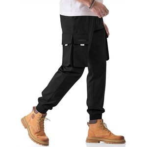 Pantalons cargo de gymnastique pour hommes personnalisés, cordon de serrage, taille extensible, pantalon droit avec plusieurs poches, pantalon de survêtement fuselé - Product Image 3