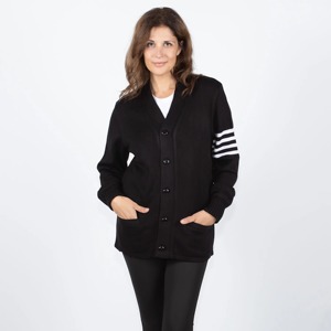 Cardigans noirs à col en V avec logos personnalisés, manches longues, couleur unie, boutons sur le devant, longueur longue, vêtements décontractés d'automne, 100% acrylique - Product Image 6