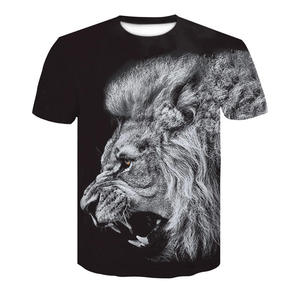 Camiseta de Manga Corta con Estampado de León, Sublimada, Cuello Redondo, Unisex, Corte Regular, Informal, Tejido de Poliéster, Transpirable, para Todas las Temporadas - Product Image 6